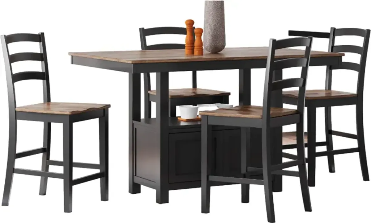 Signature Design by Ashley® Wildenauer 5-Piece Brown/Black Counter Height Dining Table Set