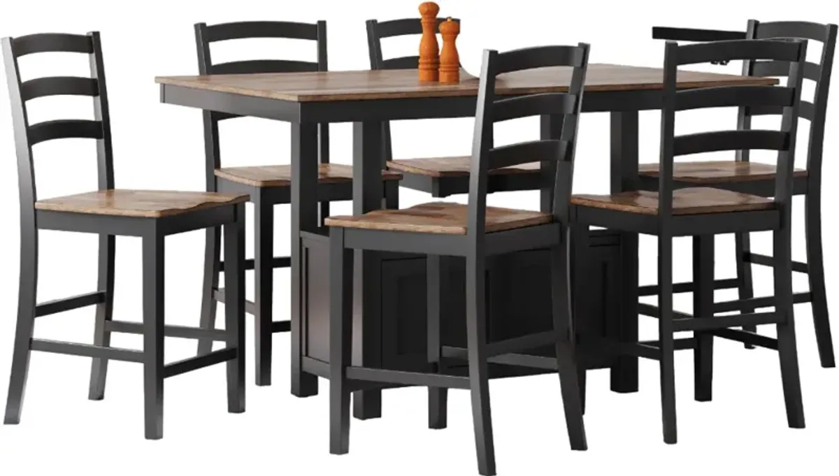 Signature Design by Ashley® Wildenauer 7-Piece Brown/Black Counter Height Dining Table Set