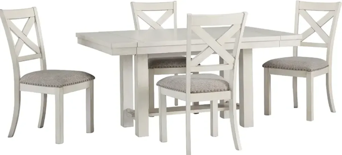 Signature Design by Ashley® Robbinsdale 5-Piece Antique White Dining Table Set