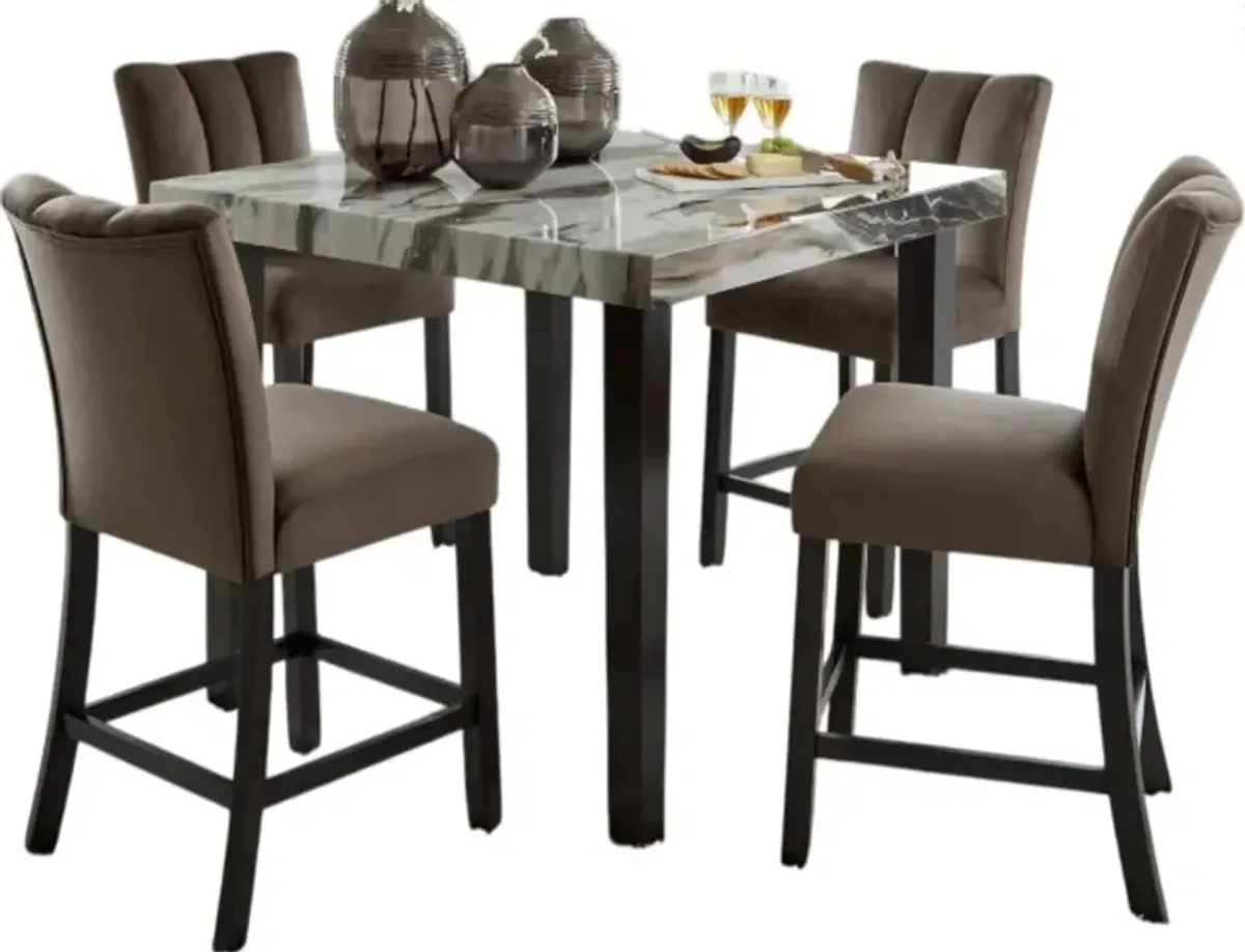 Signature Design by Ashley® Jeshina 5-Piece Beige/Dark Brown/Mocha Counter Dining Set