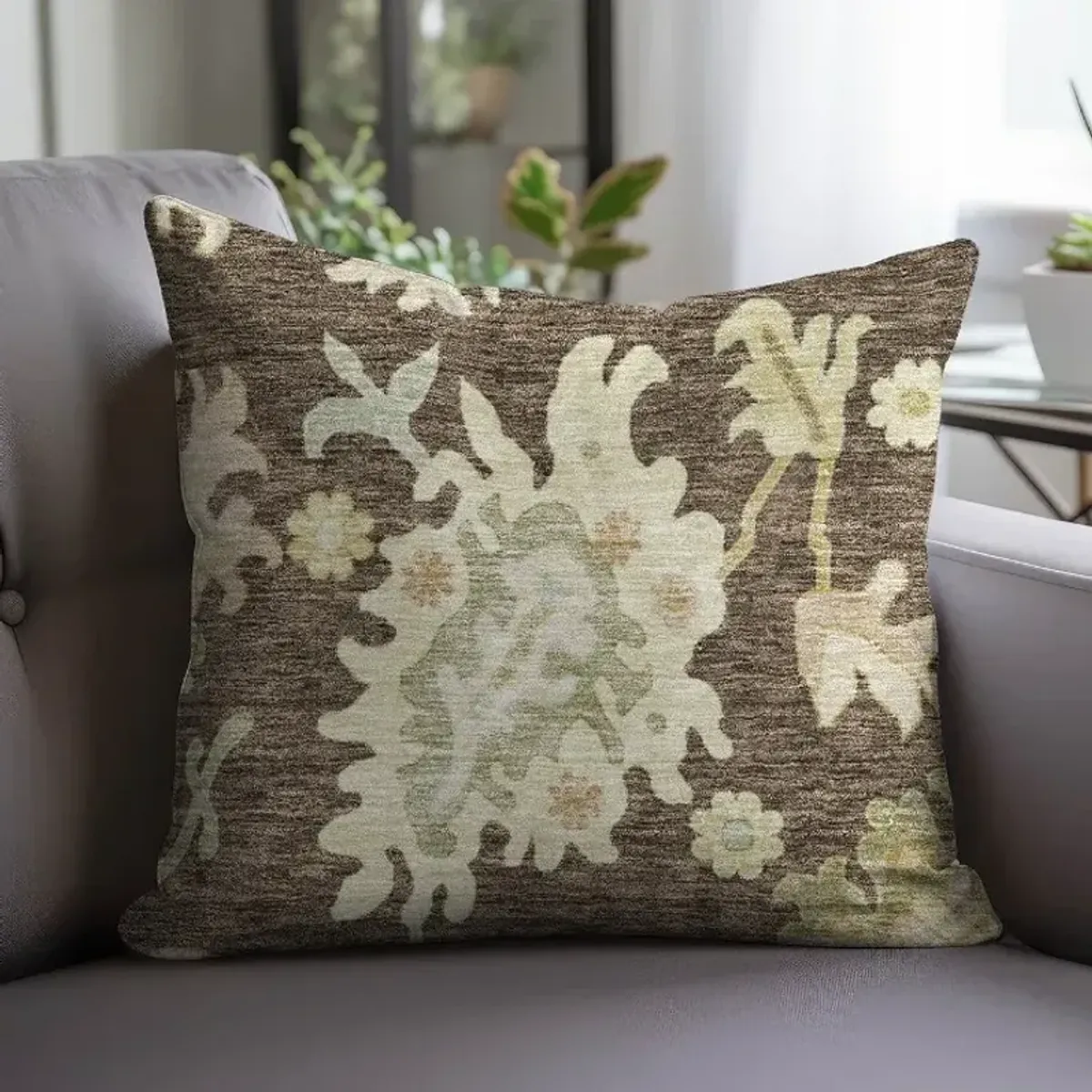 Dalyn Rug Company Hatay Chocolate 18"x18" Style 2 Throw Pillow
