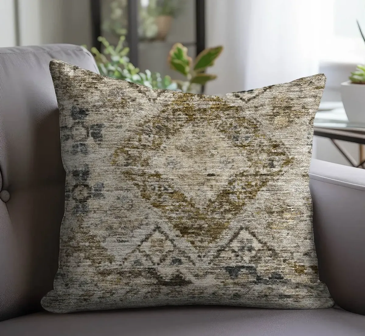 Dalyn Rug Company Karaj Brown 18"x18" Style 1 Throw Pillow