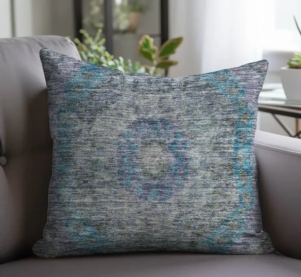 Dalyn Rug Company Karaj Blue 22"x22" Style 5 Throw Pillow