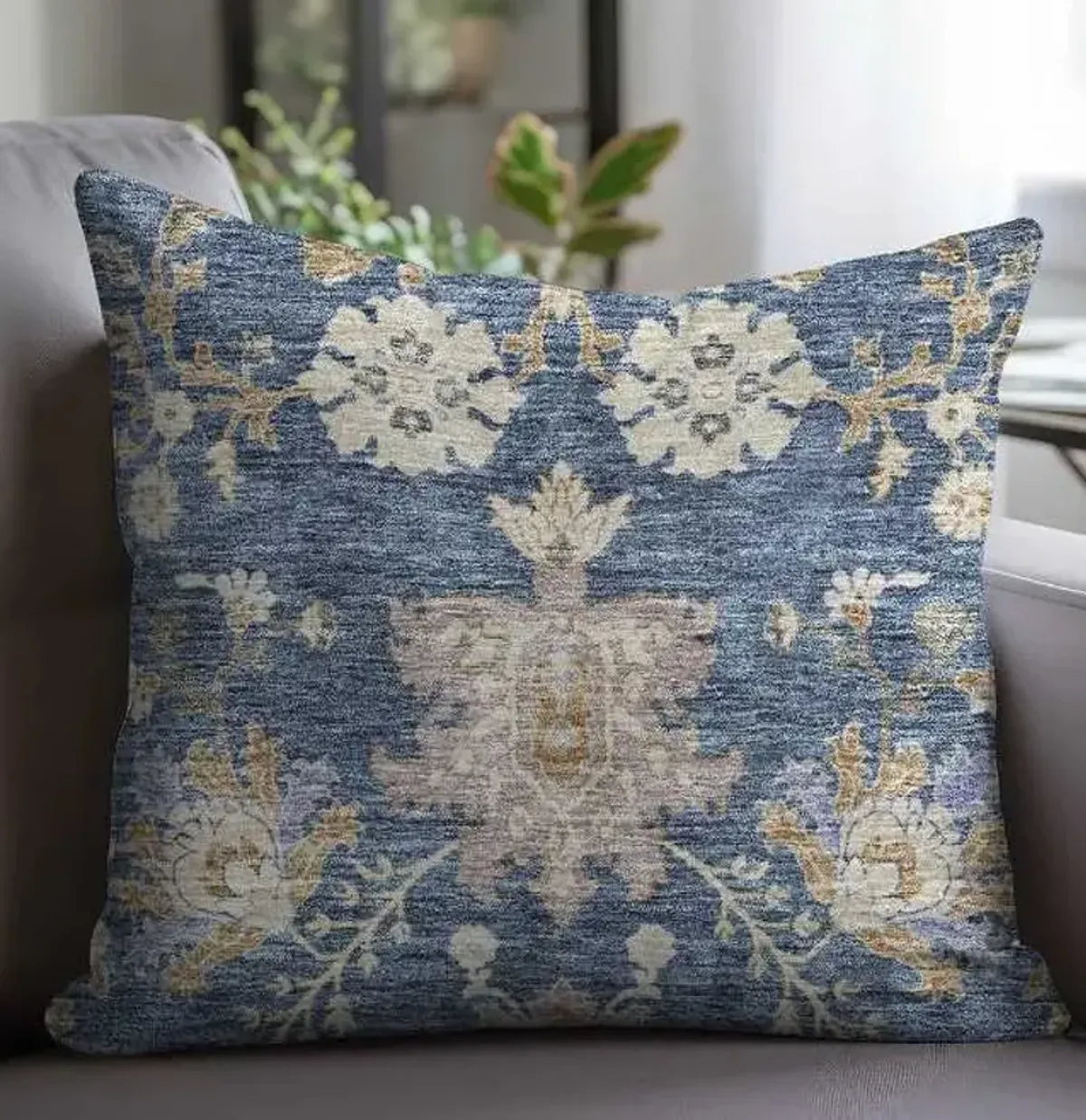 Dalyn Rug Company Hatay Blue 18"x18" Style 2 Feather Throw Pillow
