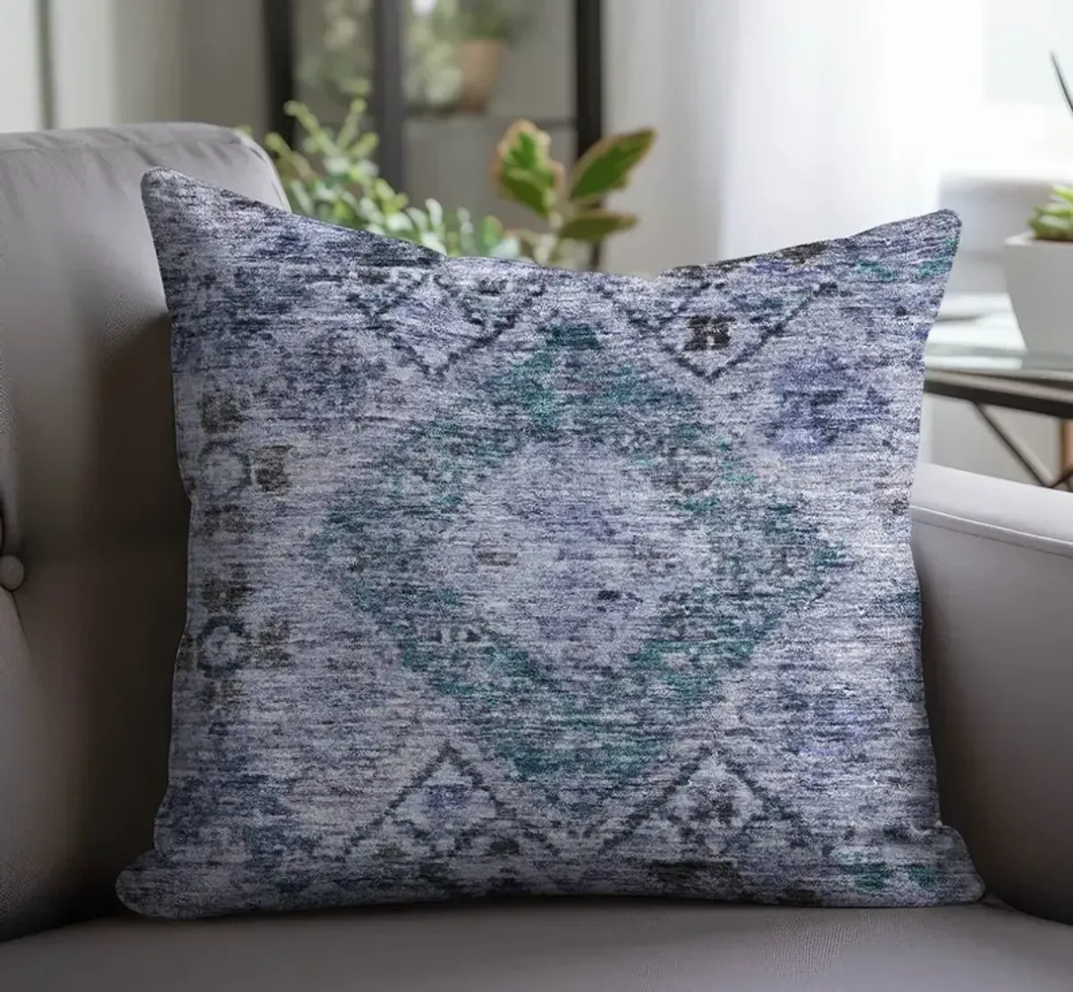 Dalyn Rug Company Karaj Blue 18"x18" Style 3 Feather Throw Pillow