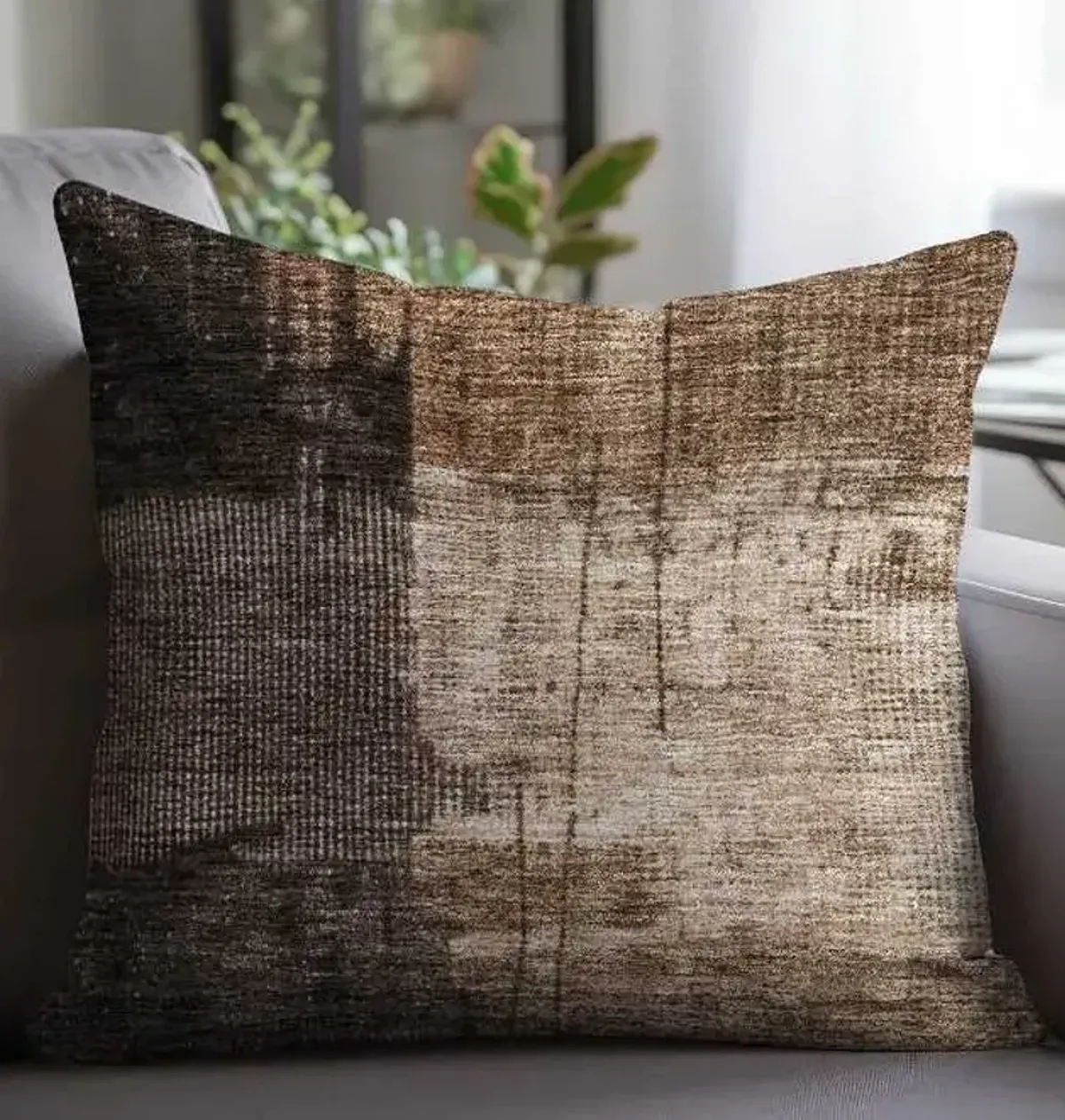 Dalyn Rug Company Nouveau Brown 18"x18" Feather Throw Pillow