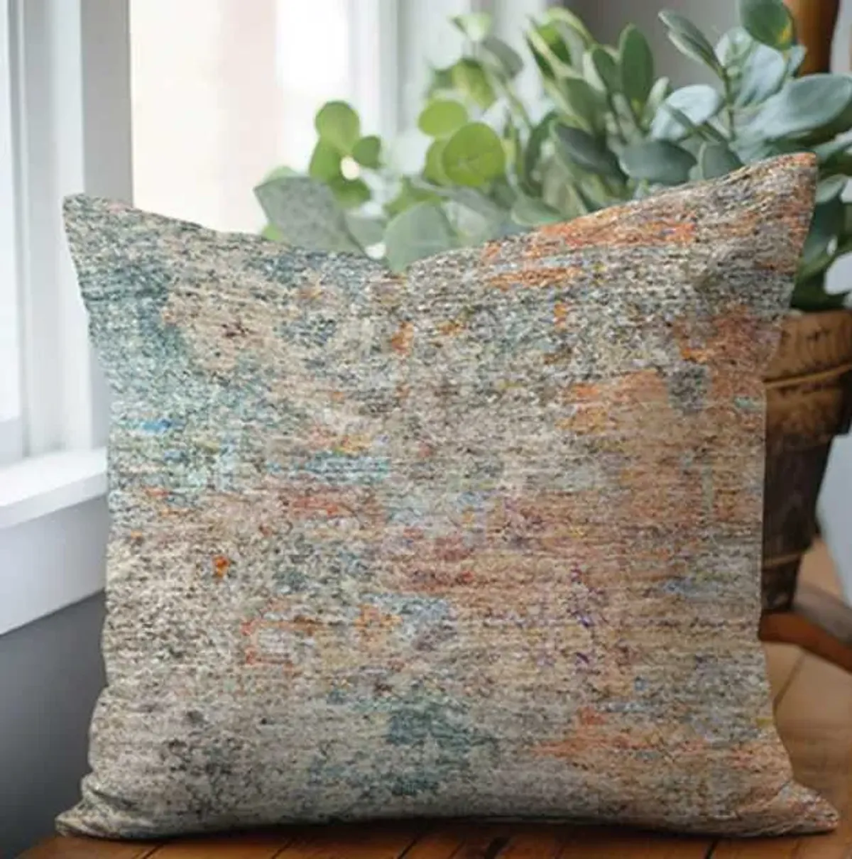 Dalyn Rug Company Trevi Teal 22"x22" Style 2 Feather Throw Pillow