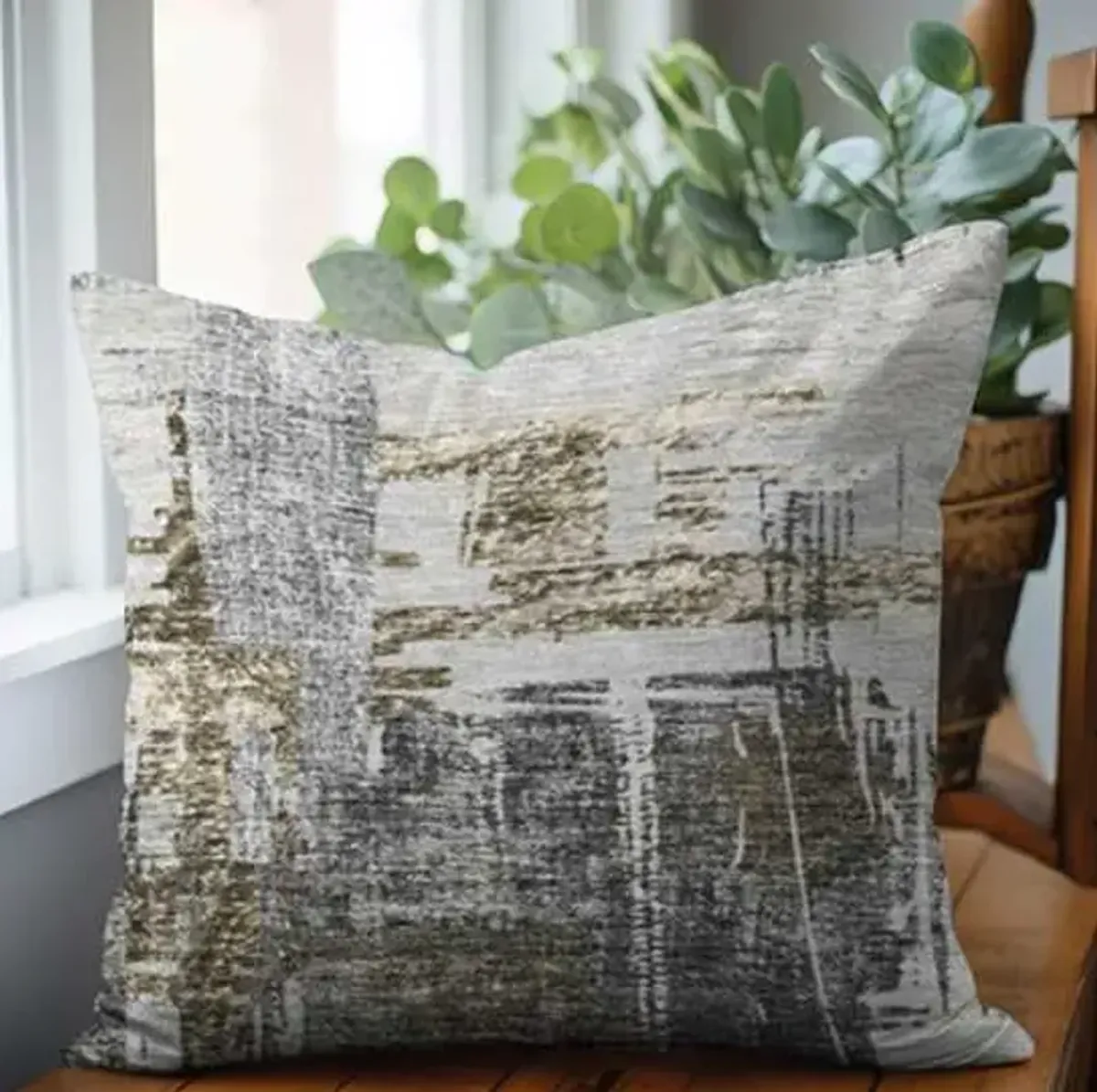 Dalyn Rug Company Trevi Gray 18"x18" Style 3 Feather Throw Pillow