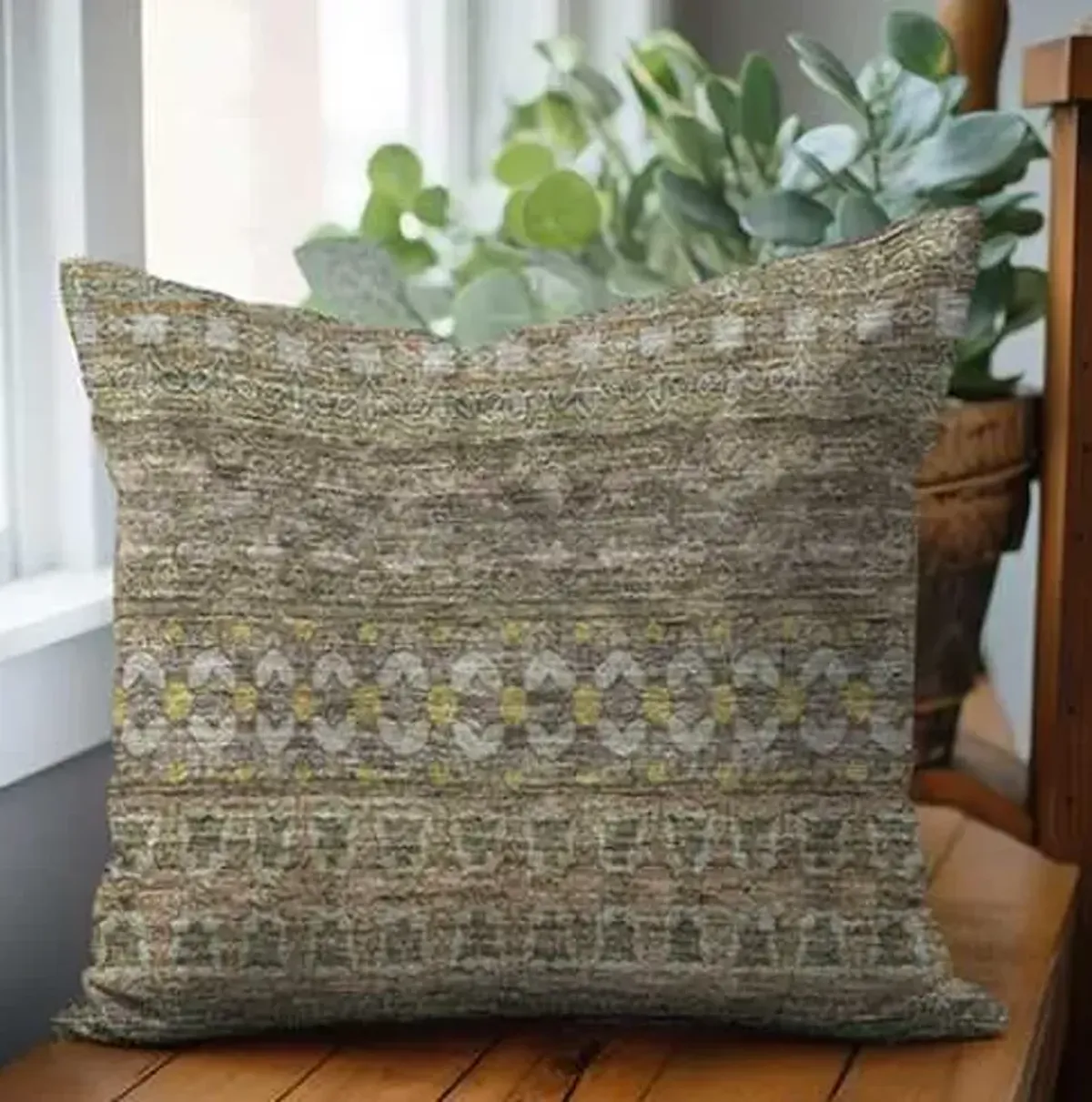 Dalyn Rug Company Trevi Khaki 22"x22" Feather Throw Pillow