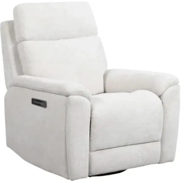 Flexsteel® Meet Your Perfect Match Refined Pearl Power Swivel Gliding Recliner with Power Headrest and Lumbar