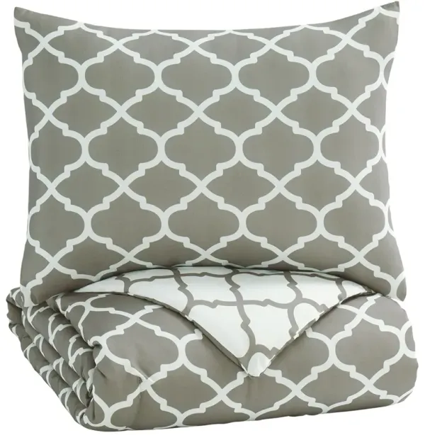 Signature Design by Ashley® Media Gray/White Full Comforter Set
