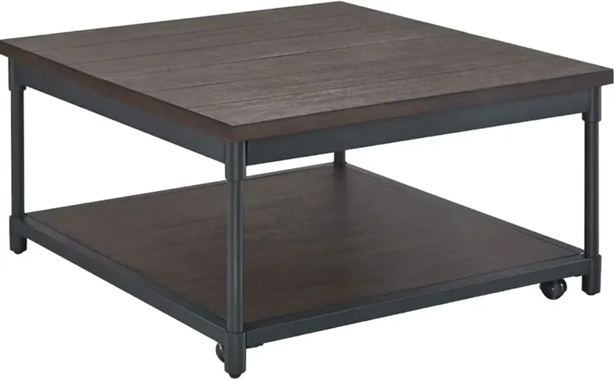 Steve Silver Co. Prescott Smoky Oak Lift-Top Cocktail Table with Black Frame