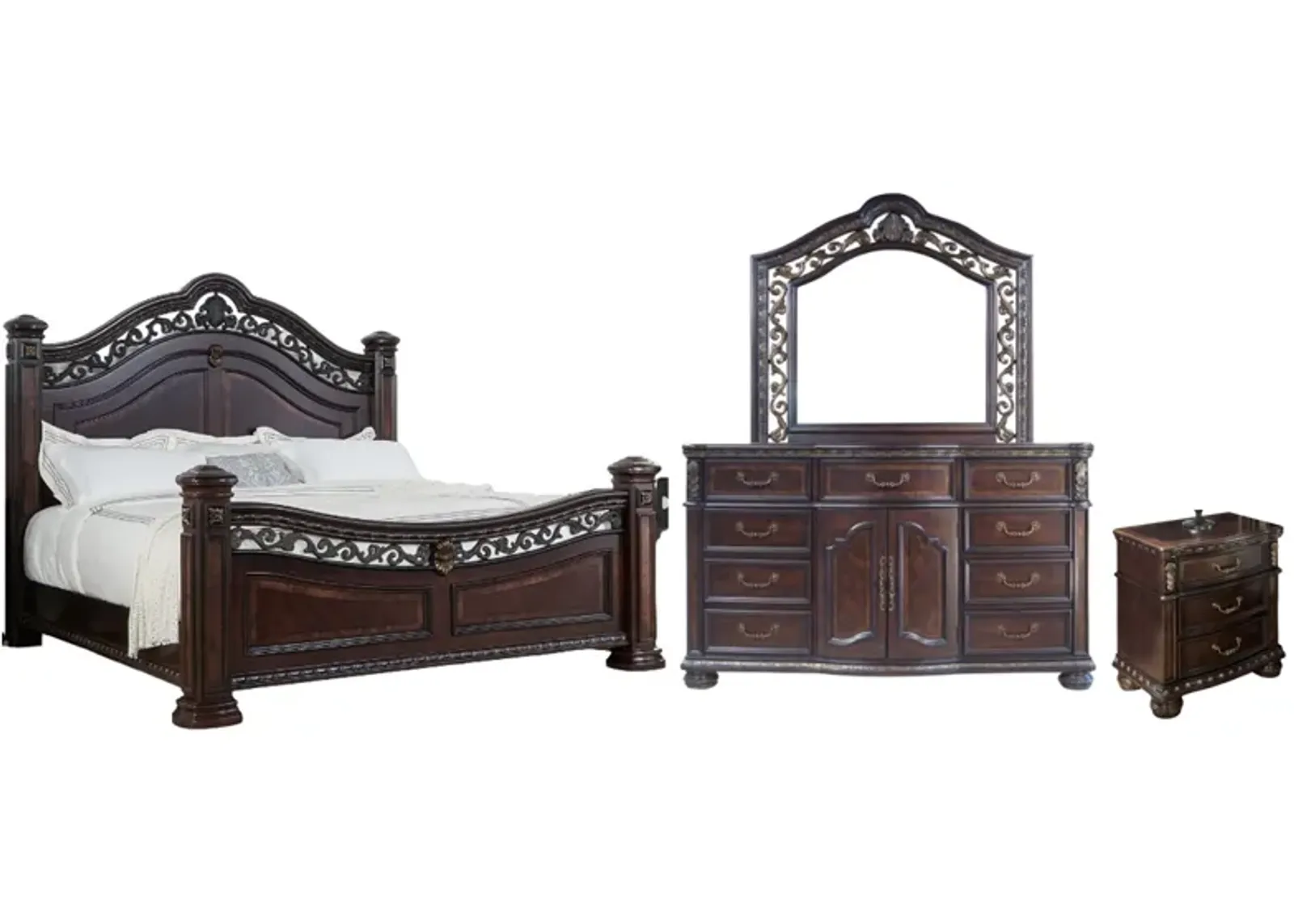 Steve Silver Co. Monte Carlo 4-Piece Cocoa King Poster Bed Set