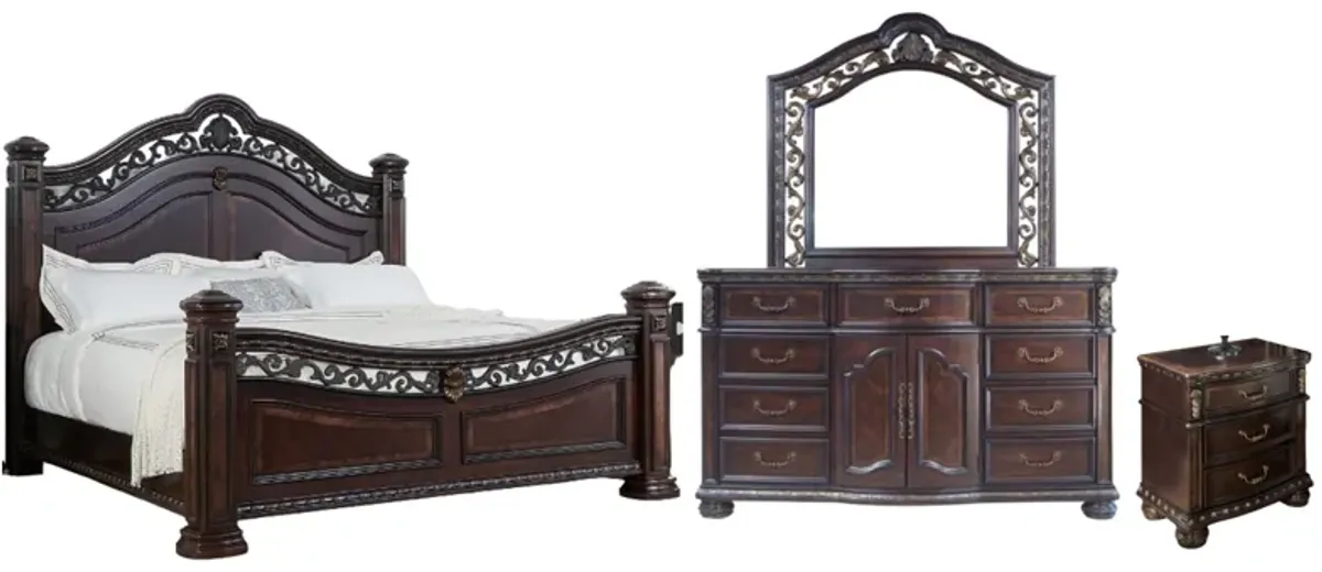 Steve Silver Co. Monte Carlo 4-Piece Cocoa King Poster Bed Set