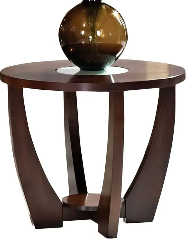 Steve Silver Co. Rafael Merlot Cherry End Table with Glass Top Insert