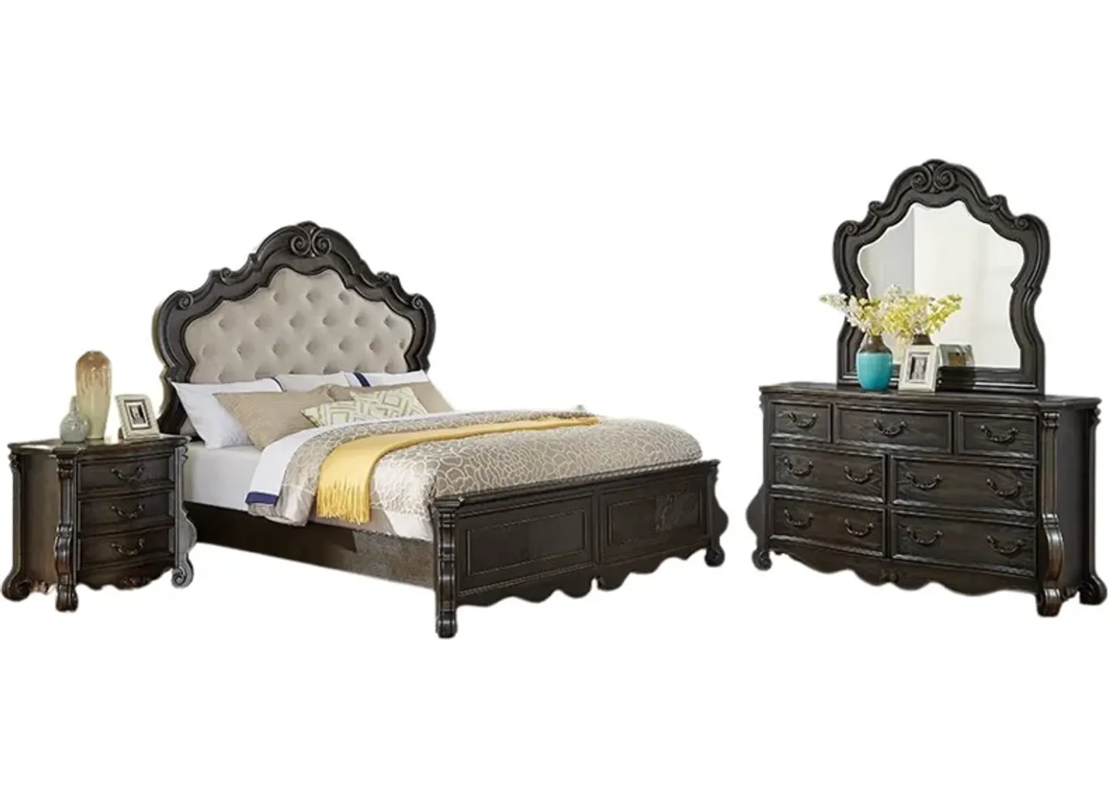 Steve Silver Co. Rhapsody 4-Piece Molasses King Panel Bedroom Set