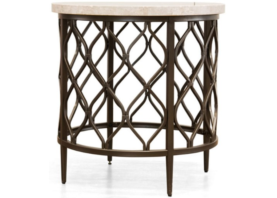 Steve Silver Co. Roland White Marble Top End Table with Bronze Base