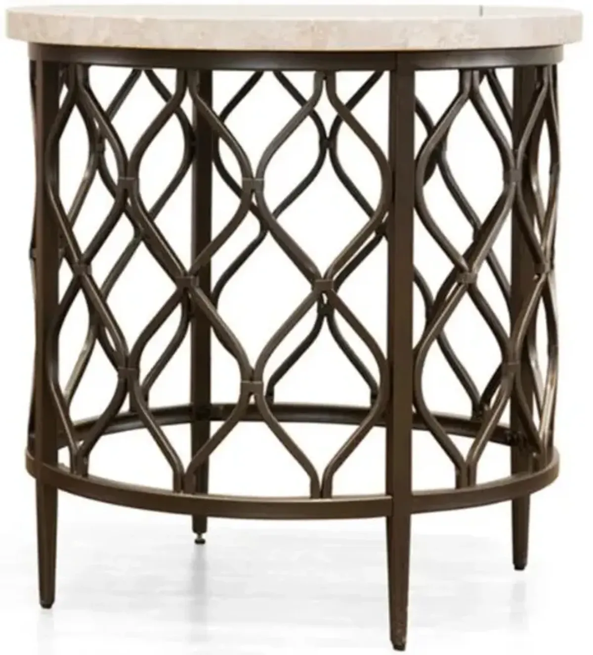 Steve Silver Co. Roland White Marble Top End Table with Bronze Base