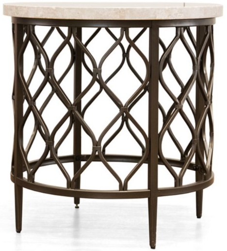 Steve Silver Co. Roland White Marble Top End Table with Bronze Base