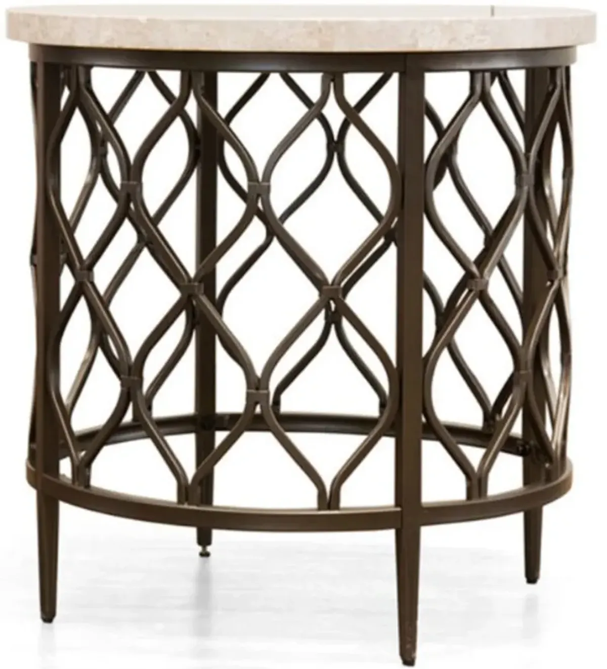 Steve Silver Co. Roland White Marble Top End Table with Bronze Base