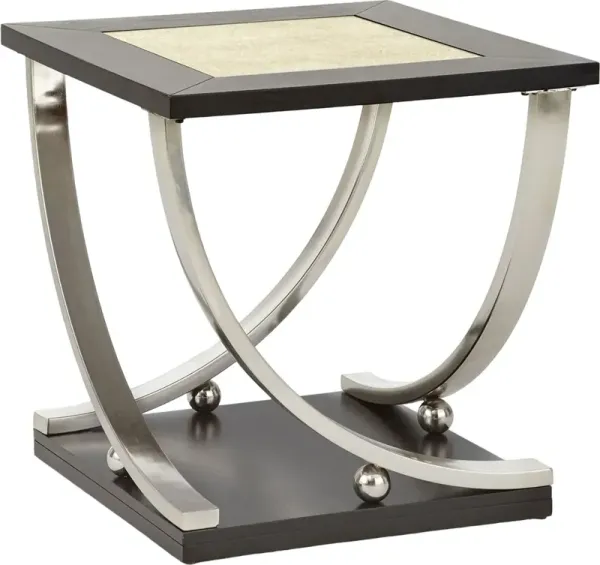 Steve Silver Co. Ramsey Ebony End Table with Stainless Steel Frame