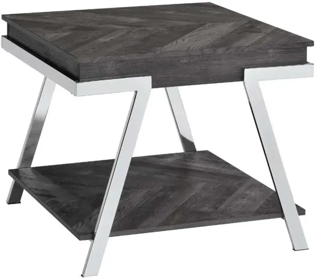 Steve Silver Co. Roma Shadow Grey End Table with Chrome Frame