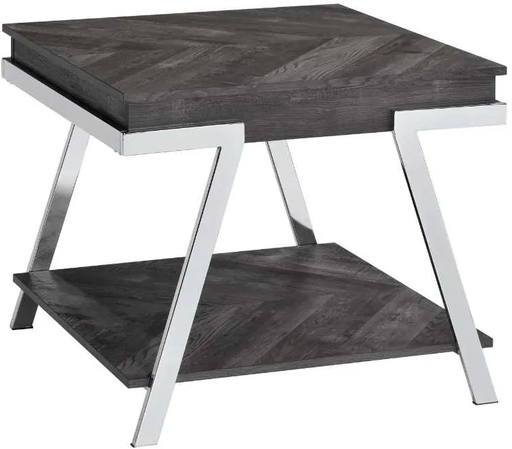 Steve Silver Co. Roma Shadow Grey End Table with Chrome Frame
