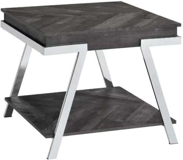 Steve Silver Co. Roma Shadow Gray End Table with Chrome Frame