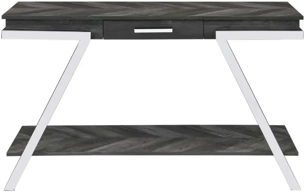 Steve Silver Co. Roma Shadow Gray Sofa Table with Chrome Base