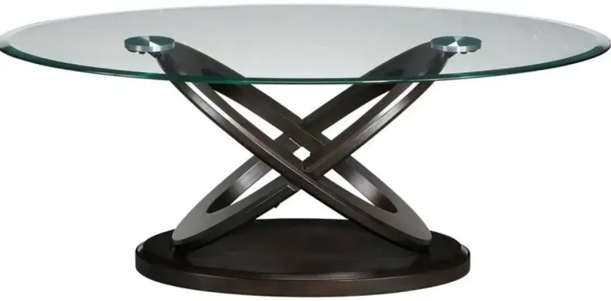 Rustique Earth Glass Top Espresso Coffee Table