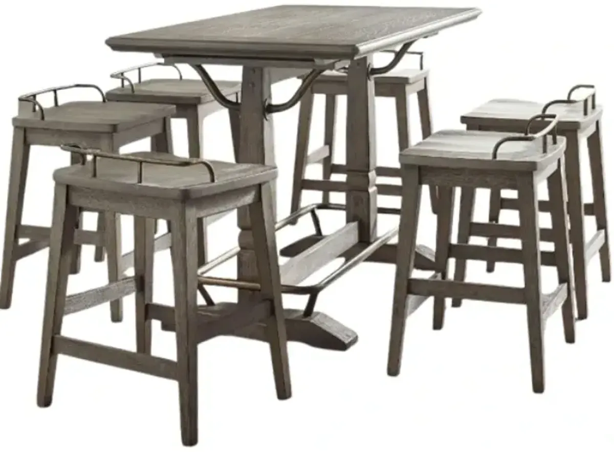 Steve Silver Co. Ryan 7-Piece Smoky Oak Counter Dining Set