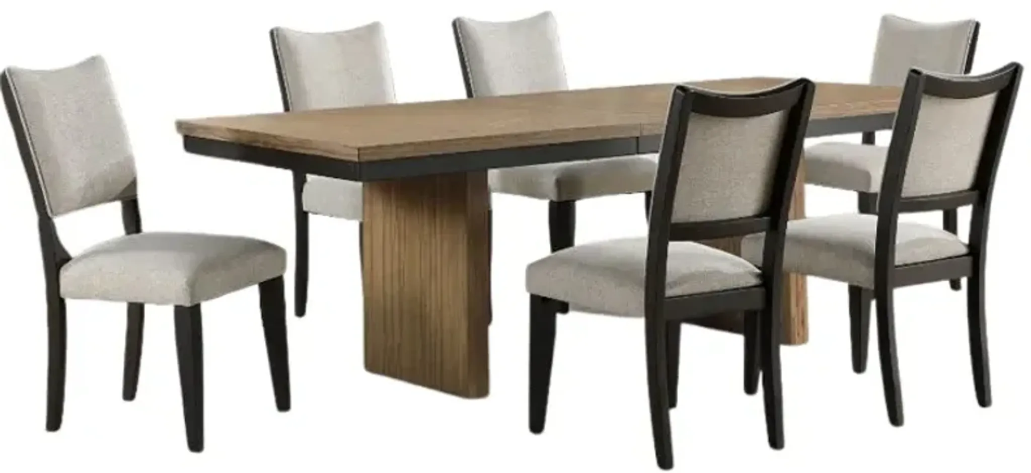 Steve Silver Co. Roatan 7-Piece Black/Light Gray Oatmeal/Toffee Dining ...
