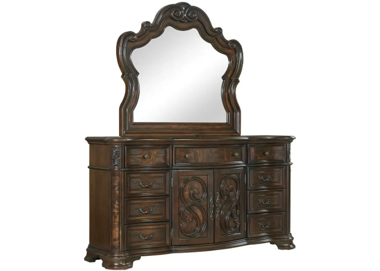 Steve Silver Co. Royale Brown Cherry Dresser with Mirror