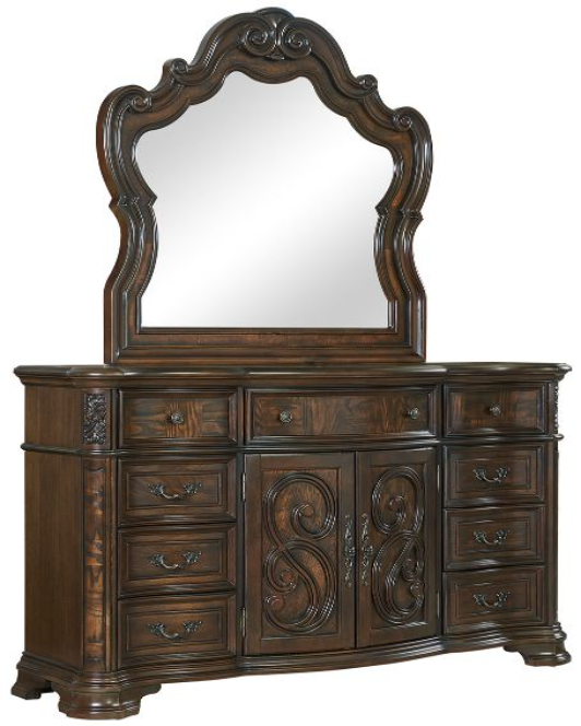 Steve Silver Co. Royale Brown Cherry Dresser with Mirror