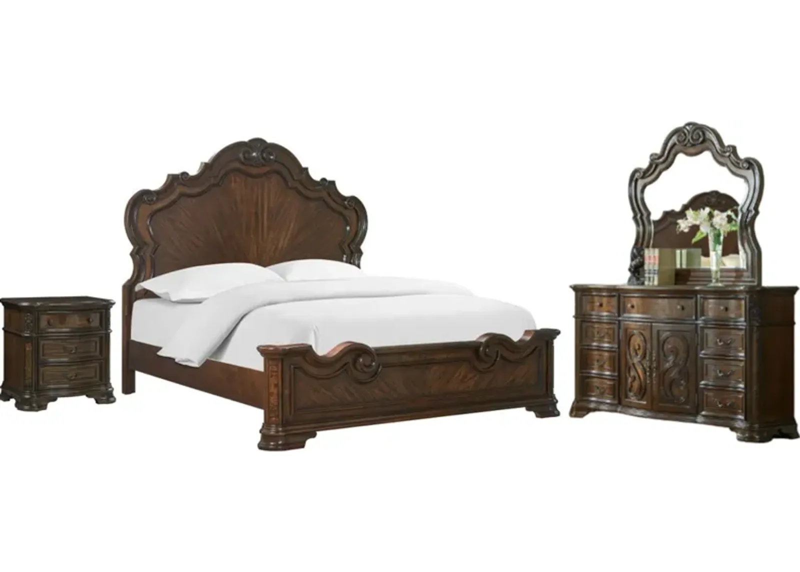 Steve Silver Co. Royale 4-Piece Brown Cherry King Bed Set