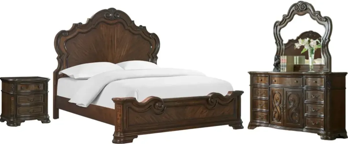 Steve Silver Co. Royale 4-Piece Brown Cherry King Bed Set