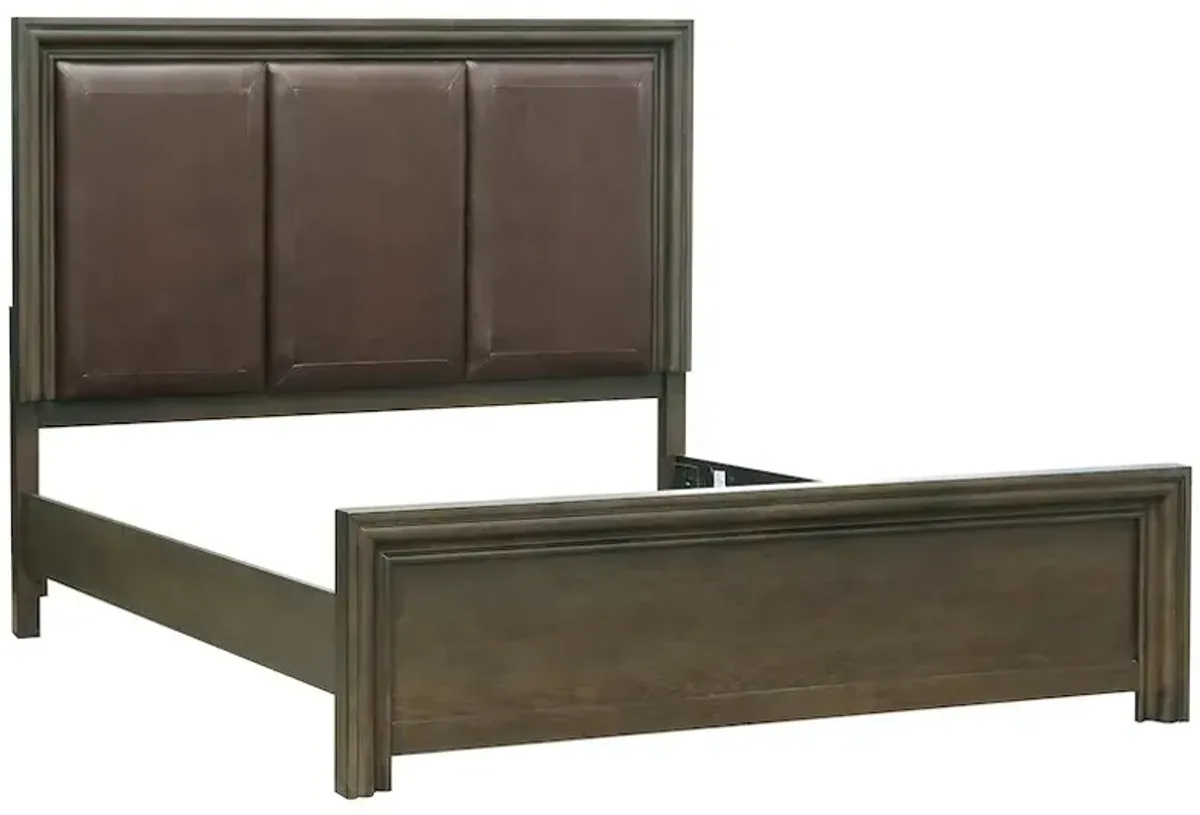Drew & Jonathan Home Denman Deetex Chocolate/Rich Brown King Upholstered Panel Bed