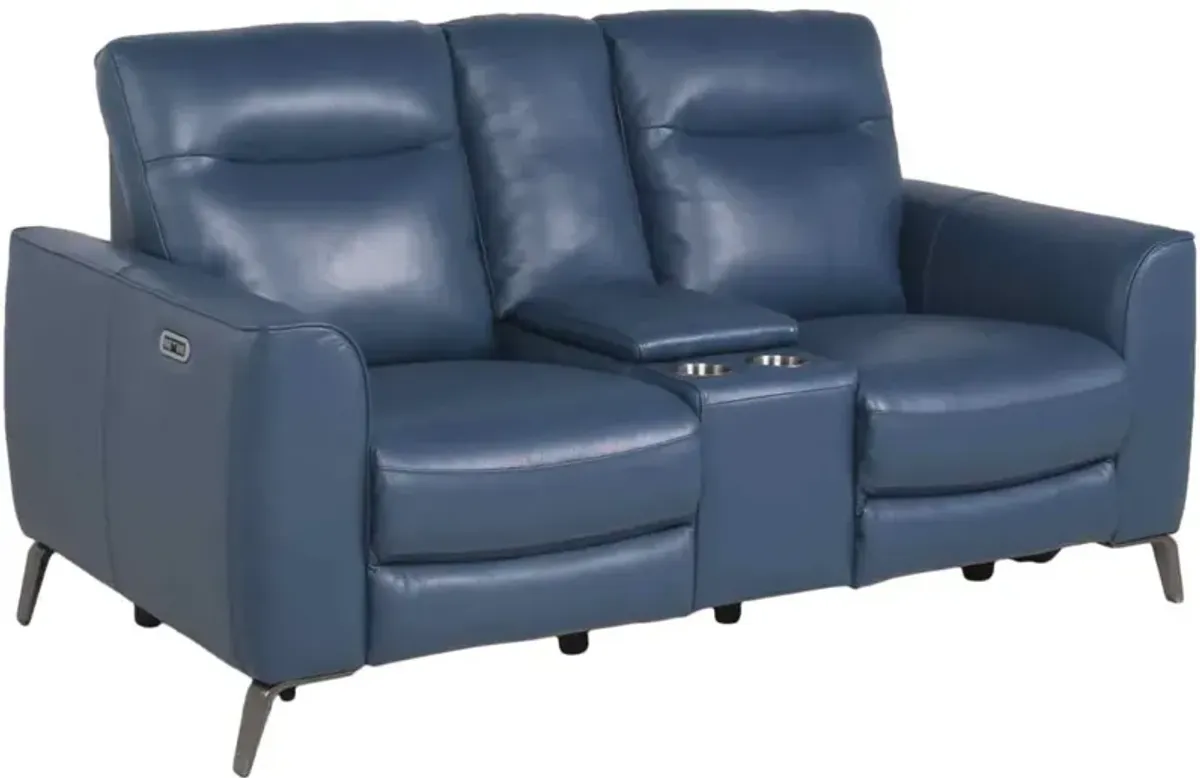 Steve Silver Co. Sansa Ocean Blue Dual-Power Reclining Loveseat