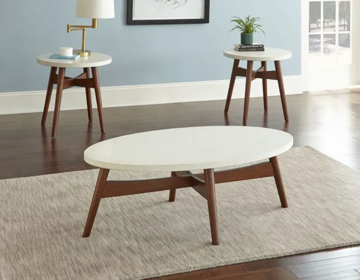 Steve Silver Co. Serena White Cocktail Table with Natural Cherry Base