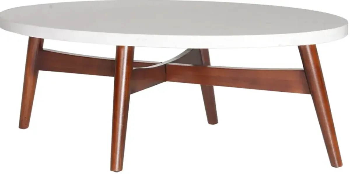 Steve Silver Co. Serena White Cocktail Table with Natural Cherry Base