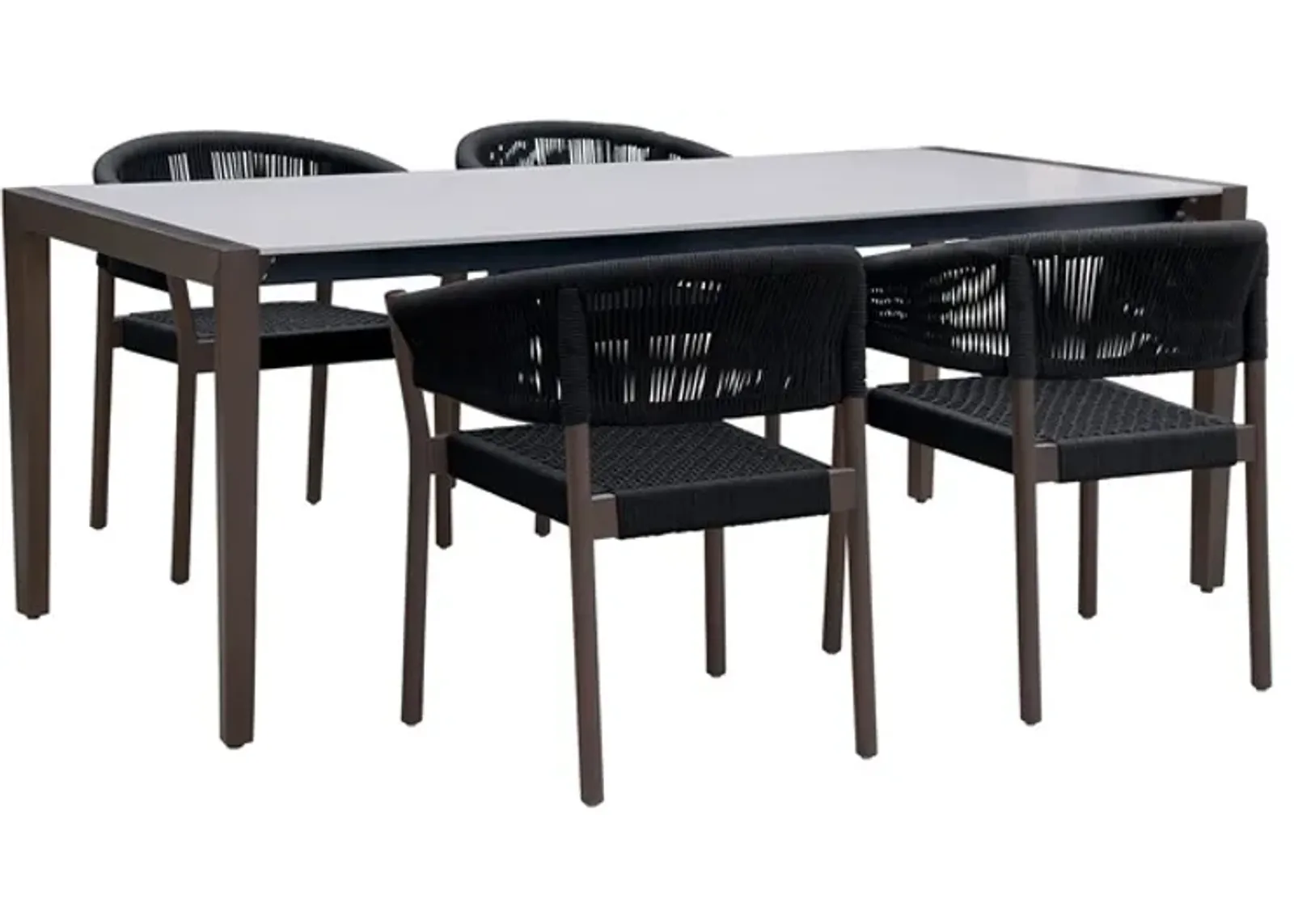 Armen Living Fineline and Doris 5-Piece Dark Gray/Black Indoor Outdoor Dining Set