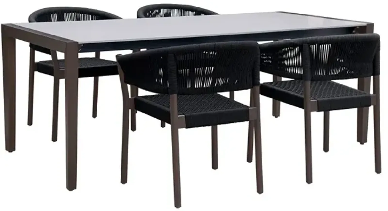 Armen Living Fineline and Doris 5-Piece Dark Gray/Black Indoor Outdoor Dining Set