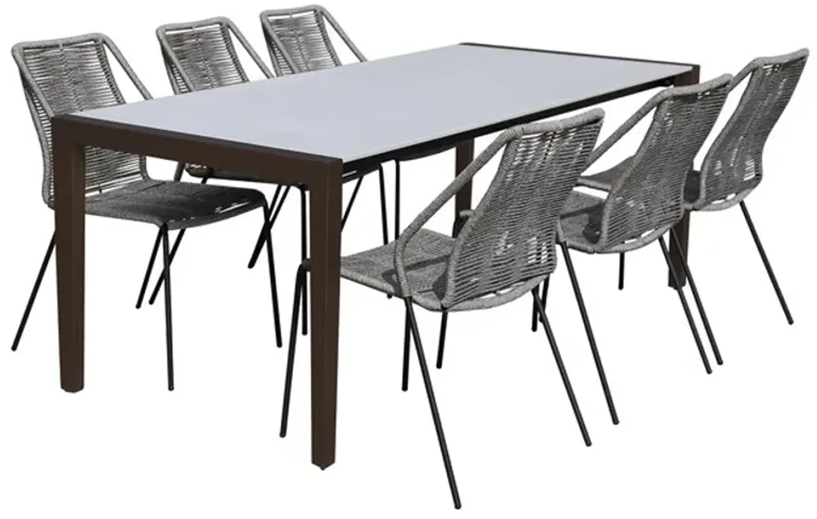 Armen Living Fineline and Clip 7-Piece Dark Gray/Gray Indoor Outdoor Dining Set