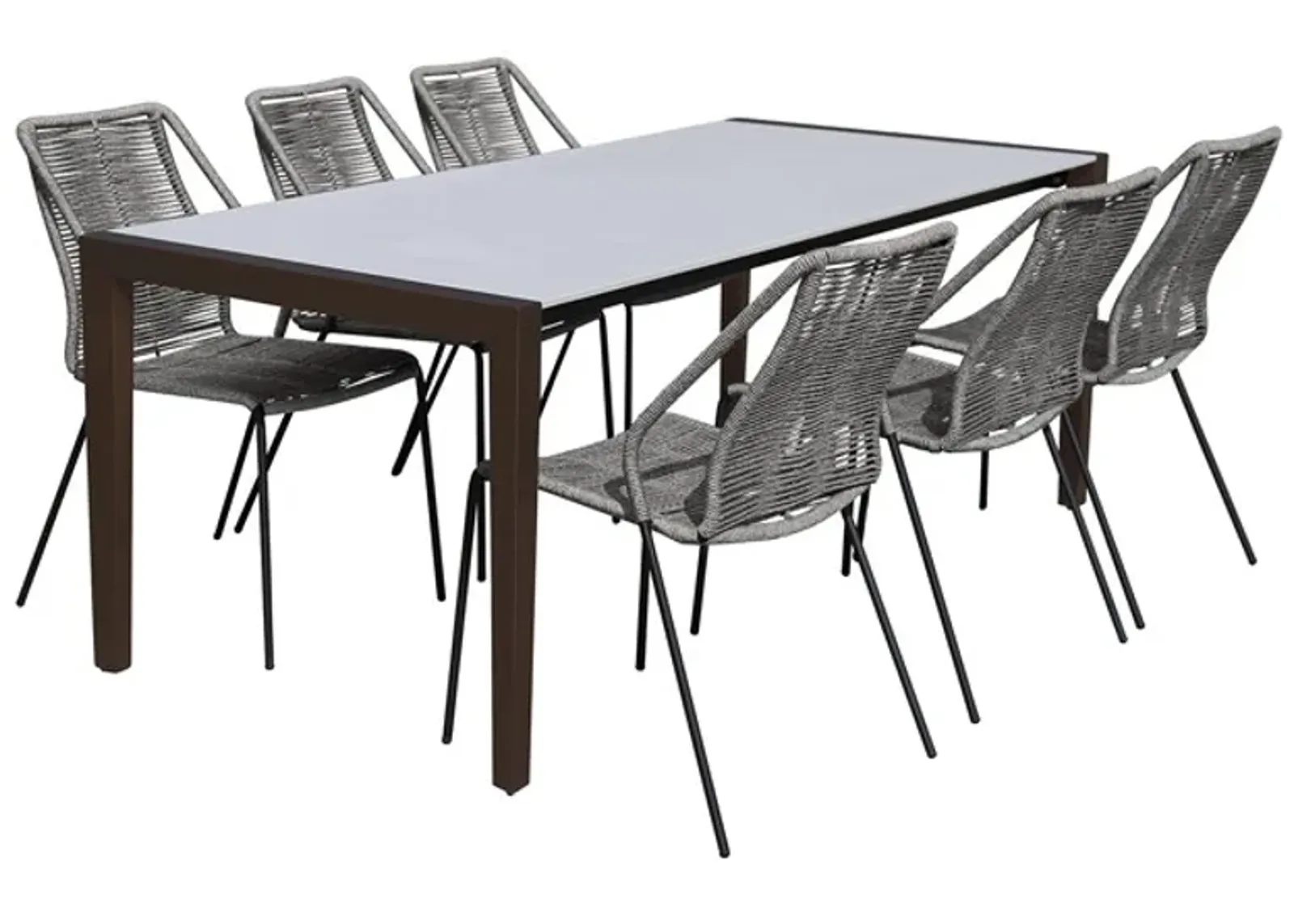 Armen Living Fineline and Clip 7-Piece Dark Gray/Gray Indoor Outdoor Dining Set