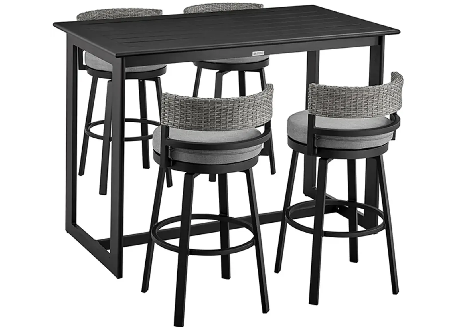 Armen Living Encinitas 5-Piece Grey Outdoor Patio Bar Table Set