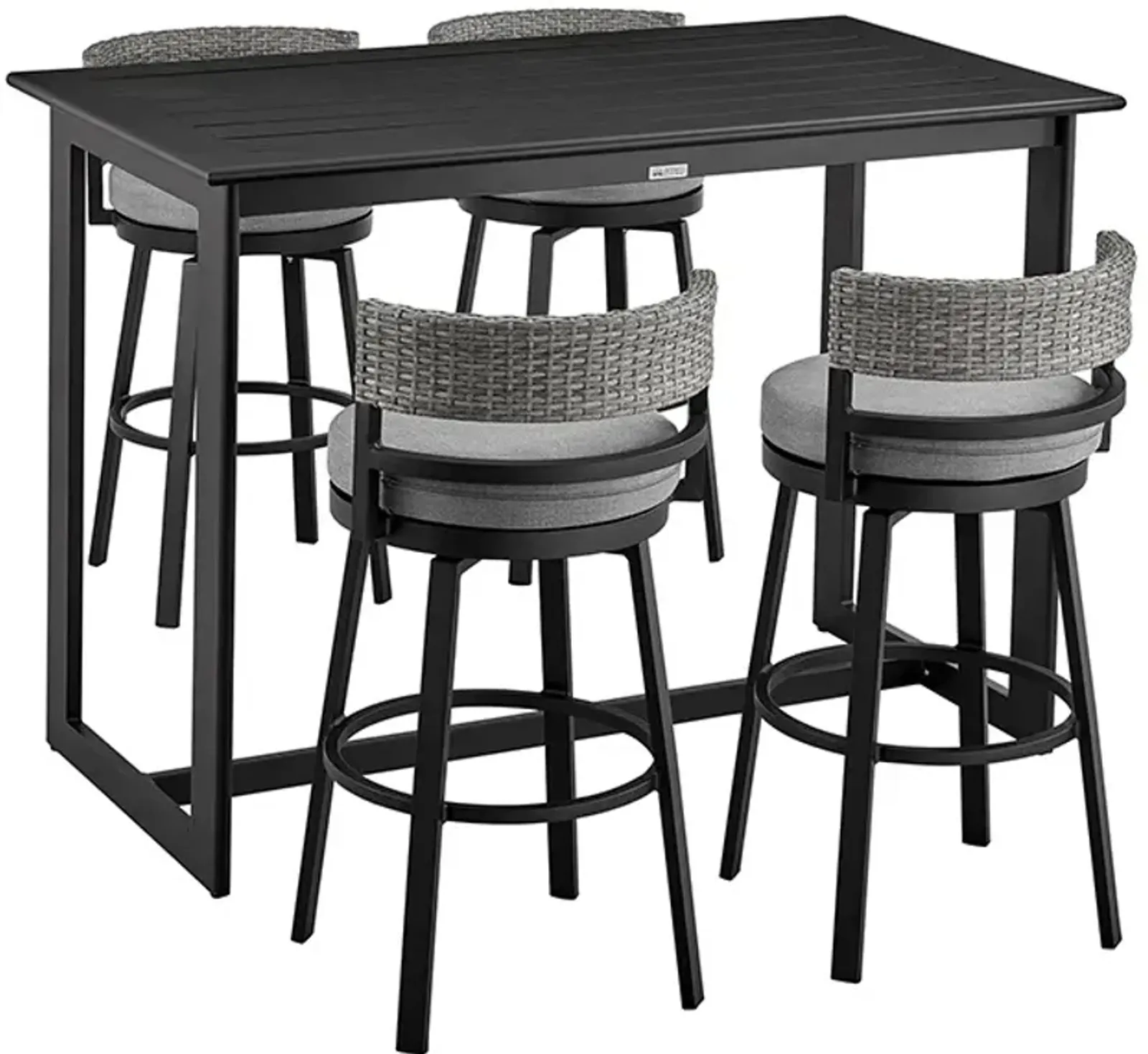 Armen Living Encinitas 5-Piece Grey Outdoor Patio Bar Table Set