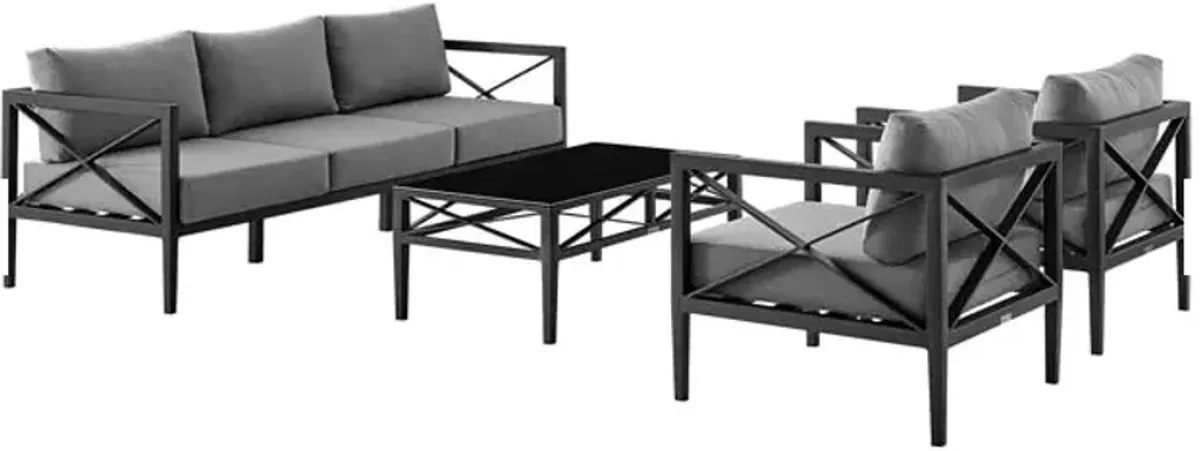 Armen Living Sonoma 4-Piece Dark Gray Outdoor Dining Set