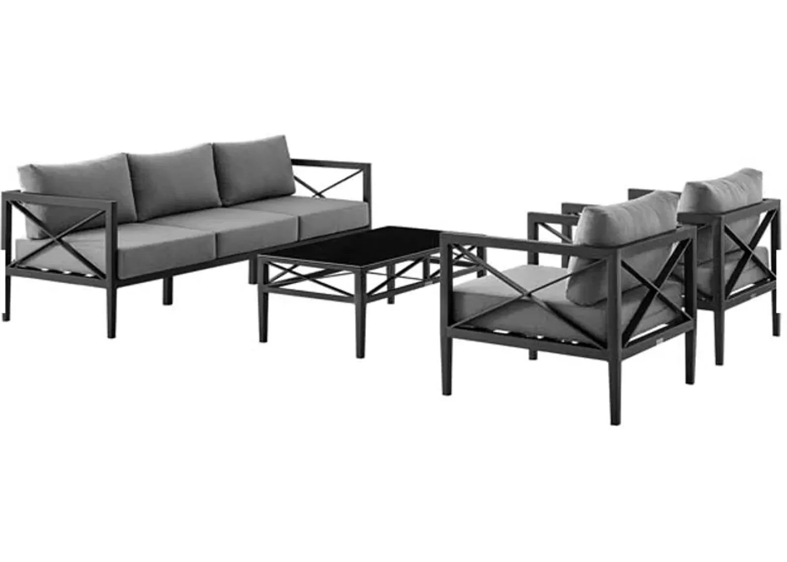 Armen Living Sonoma 4-Piece Dark Gray Outdoor Dining Set