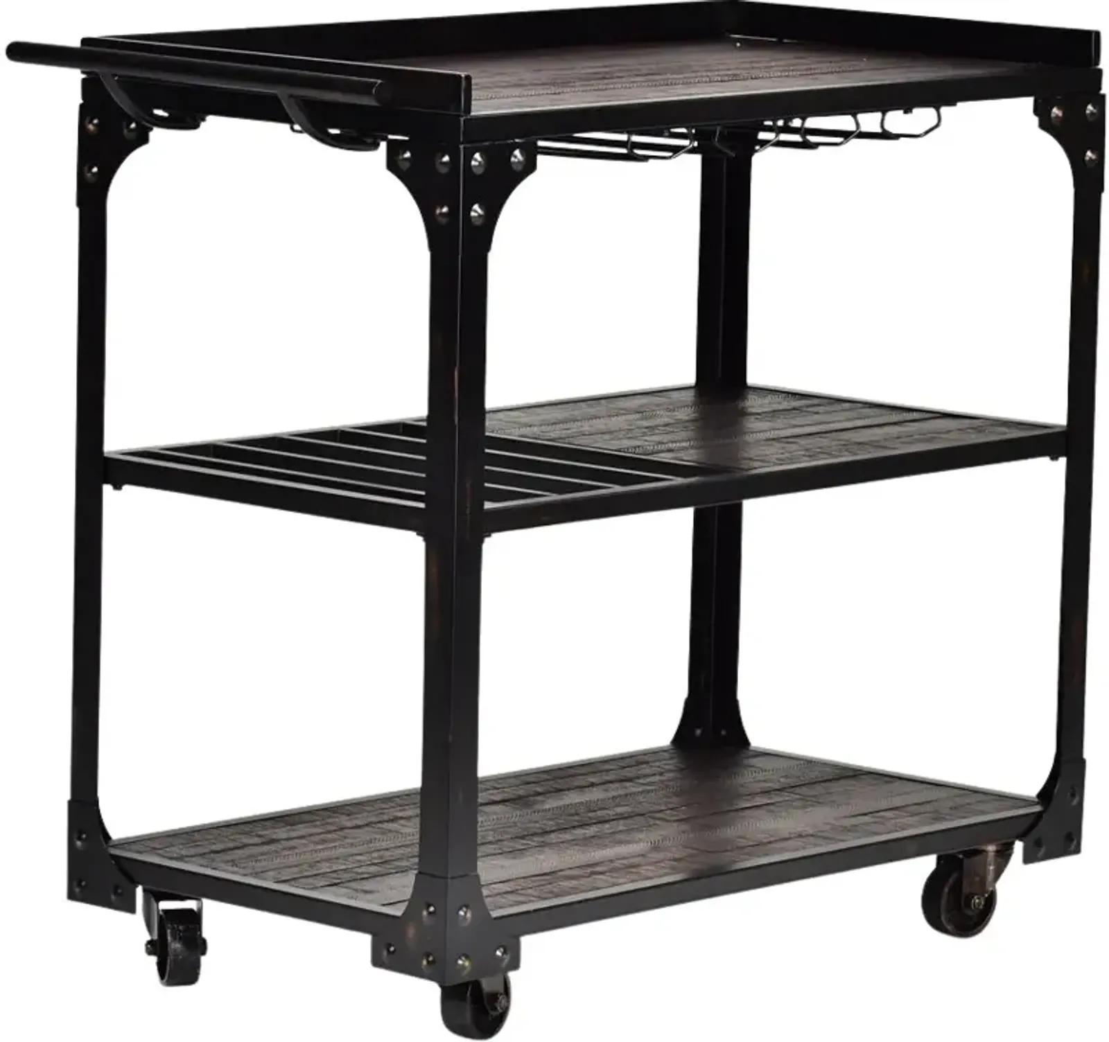 Steve Silver Co. Sherlock Antiqued Dark Charcoal Bar Cart