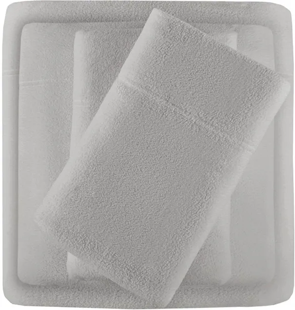 Olliix by True North by Sleep Philosophy 3 Piece Grey Twin Micro Fleece Sheet Set
